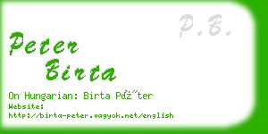 peter birta business card